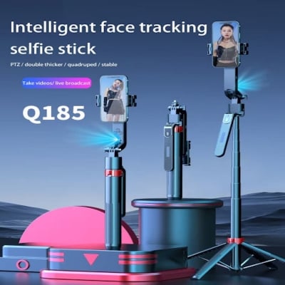 Picture of Q185 Auto Face Tracking Tripod Selfie Stick with Wireless Remote Control Smart Auto AI Tracking Stabilizer Gimbal (5.8) foot-Matte Black