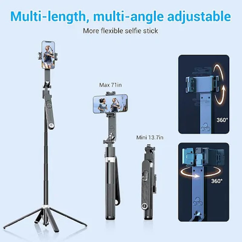 Picture of Q515TK Auto Face Tracking Selfie Stick Tripod with Wireless Remote Control Smart Auto AI Tracking Stabilizer Gimbal (5.8) foot-Black