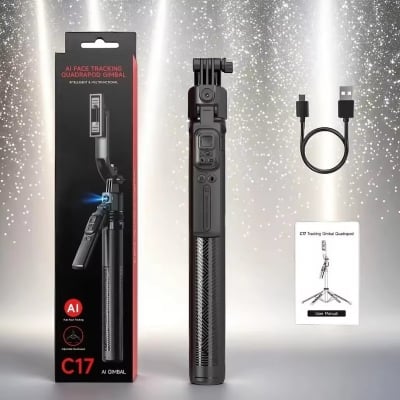 Picture of C17 Cell Phone Selfie Stick Tripod, UTEBIT All-in-One Extendable Selfie Stick Stand with Anti-Shake Handle-Black