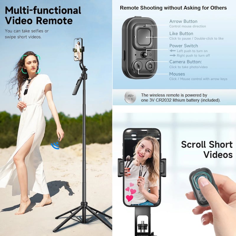 Picture of C17 Cell Phone Selfie Stick Tripod, UTEBIT All-in-One Extendable Selfie Stick Stand with Anti-Shake Handle-Black
