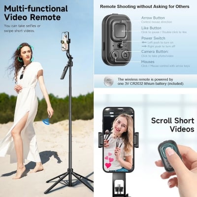 Picture of C17 Cell Phone Selfie Stick Tripod, UTEBIT All-in-One Extendable Selfie Stick Stand with Anti-Shake Handle-Black