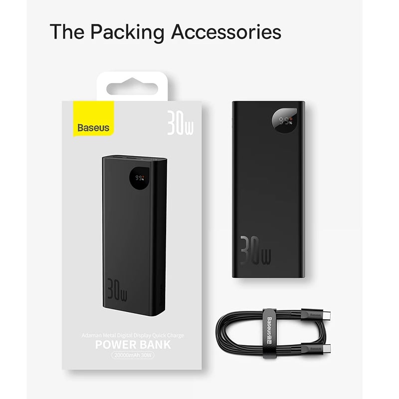 Picture of Baseus Adaman 22.5W 20000mAh Metal Digital Display Quick Charge Power Bank-Black