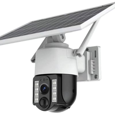 Picture of V380 PRO Waterproof IP66 3MP Solar Battery Powered Camera H.265 Cloud Storage Solar Power CCTV IP PTZ WIFI Solar Camera-White