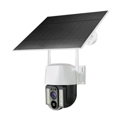Picture of V380 PRO Waterproof IP66 3MP Solar Battery Powered Camera H.265 Cloud Storage Solar Power CCTV IP PTZ WIFI Solar Camera-White