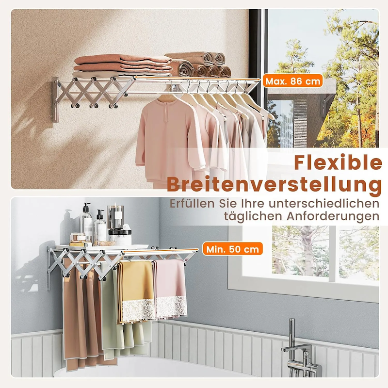 Picture of Wall Mounted Clothes Drying Hanger 5PC Folding Clothes Hanger free-Silver