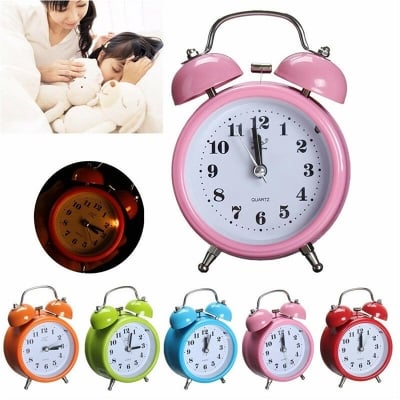 Picture of Twin Bell Table Alarm Clock with Silent Mechanism Backlight and Durable Design for Bedroom Office and Gift Use