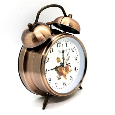 Picture of Classic Twin Bell Alarm Table Clock, Bronze Color, Desktop Clock, Home Decor, Medium size 7x4 inches - Bronze