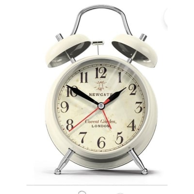 Picture of Twin Bell Alarm Table Clock, Desktop Clock, Home Decor Metal White