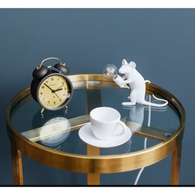 Picture of Twin Bell Alarm Table Clock, Desktop Clock, Home Decor Metal White