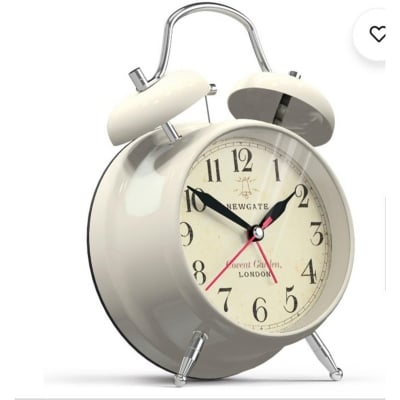 Picture of Twin Bell Alarm Table Clock, Desktop Clock, Home Decor Metal White