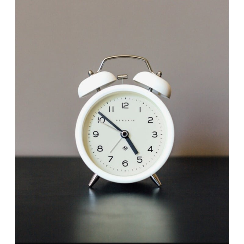 Picture of Twin Bell Alarm Table Clock, Desktop Clock, Home Decor Metal White