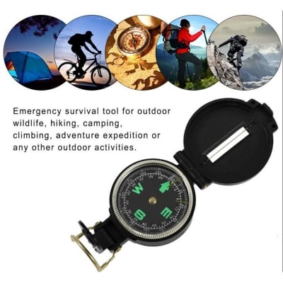 Picture of Pocket Folding Compass Hiking Travel Lensatic Compass (Black)