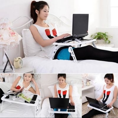 Picture of Laptop Table with Cooling Fan plastic folding table (Black Plastic etable,140mm)