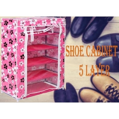 Picture of Portable Folding 5Layer Organise Shoes Rack With Wardrobe Cover (Multicolor)