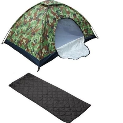Picture of 1 Man Tent with Sleeping Bag For Picnic Camping (Army Green)