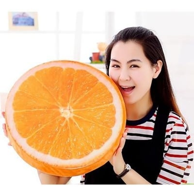 Picture of 3D Fruit Print Cushion Home Chair Car Seat Back Pad Sofa Luxurious Pillow Creative (Orange)