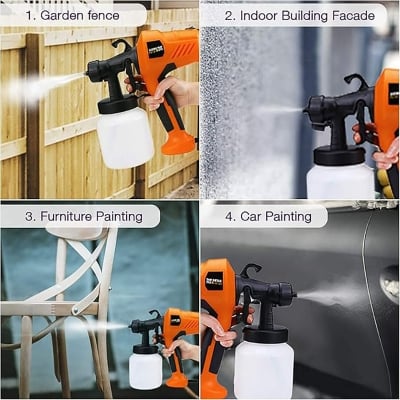 Picture of High Pressure HVLP Electric Paint Spray Gun - 400W Electric Fast Flawless Paint Spray Machine for Painting Cars Wood Furniture Wall and Woodworking 