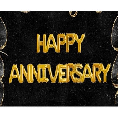 Picture of Happy Anniversary Alphabet Letter Foil Balloons- Gold For Party Decorations (Gold)
