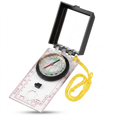 Picture of Folding Map Navigation Compass Survival Camping Hiking With Mapping Ruler and Mirror 