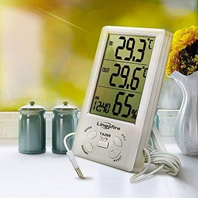 Picture of Indoor Outdoor Thermometer+Hygrometer+Clock Room condition 