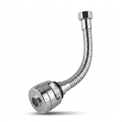 Picture of Kitchen Flexible Double Swivel Faucet Spout Attachment Extender For Taps (Silver)