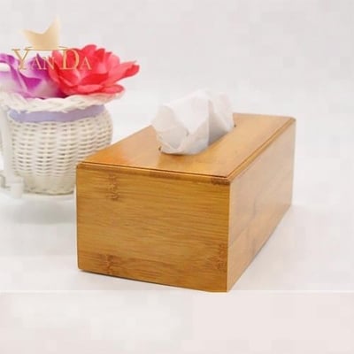 Picture of Bamboo Tissue Box Holder Decorative Handcrafted Tissue Dispenser For Home Restaurant Car Hotel 