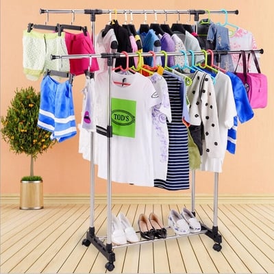 Picture of Double Stand Adjustable Garment Cloth Rack-কাপড়,জুতা রাখার 