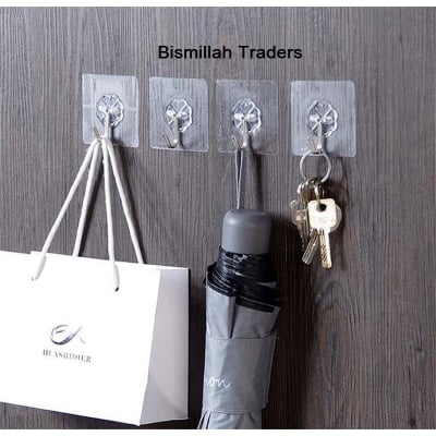 Picture of 4 pcs Strong adhesive hook no trace of nails bearing hanger wall mounted (Silver)