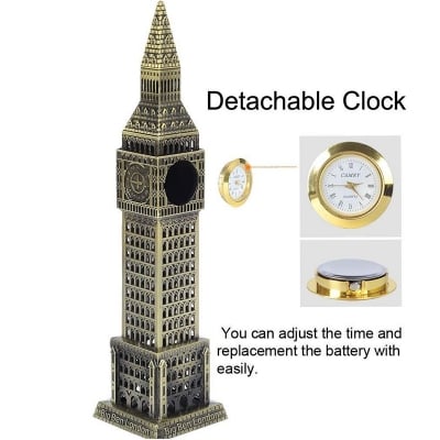 Picture of London's Big Ben Clock Tower Showpiece with a Watch Antique bronze a statue of London landmark model figure Home Office Decore (Bronze)