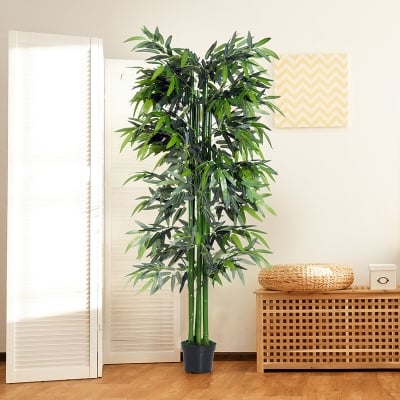 Picture of 1.8M(6ft) Artificial Bamboo Tree Plant Decor Greenary In a Pot Home Office (Green)