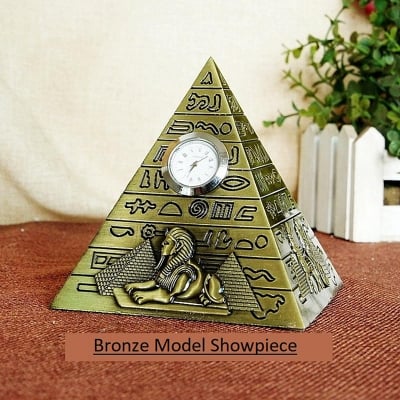 Picture of Egypt souvenir best home decoration gift metal craft Exquisite egyptian pyramid with watch 5 inchi 