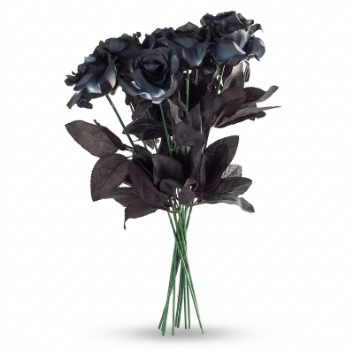 Picture of Artificial Dark Black Fake Rose Flower Photography DIY Home Party Decors 