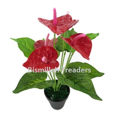 Picture of Artificial Red Anthurium Fake Flowers Lifelike Decoration 