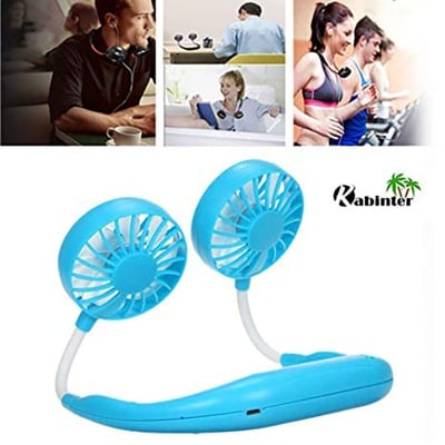 Picture of Wearable sports fan Neckband Double Fan USB Portable Handsfree for Outdoor Travel 