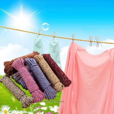 Picture of Laundry Hanging Clothesline 15 miter Wear-resistant Rope Anti Slip for Drying Clothes 1 Pcs - Hanger (Multicolor)