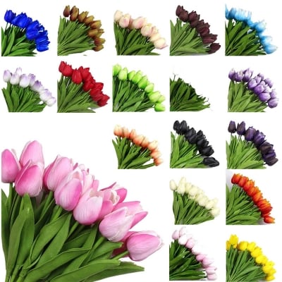 Picture of 5 pcs Artificial Bouquet PU Tulip Flower (Multicolor)
