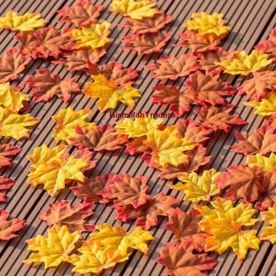 Picture of Artificial Maple Leaf Autumn Fall  look natural and realistic Wedding Decorations 50 Pcs 