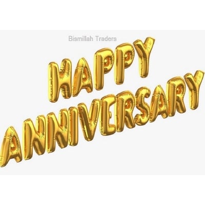 Picture of Happy Anniversary Balloons Anniversary Party Decorations 16 Inch (Gold)