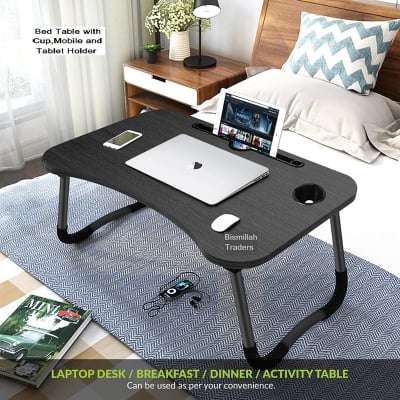 Picture of Laptop Table Study Bed with Cup Mobile Tablet Holder (Multicolor)