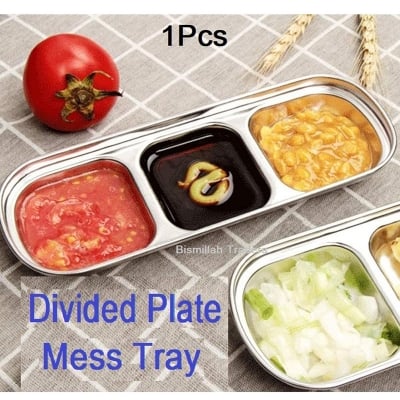 Picture of Stainless Steel 3 Grid Sauce Dish Seasoning Sushi Dish, Snack Plate, Home Food Dish, Hotel (Stainless steel)