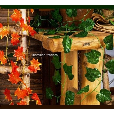 Picture of Artificial Ivy Leaf 2.4M Home Decor Red Green Fake Garland Flower Vine Plant 