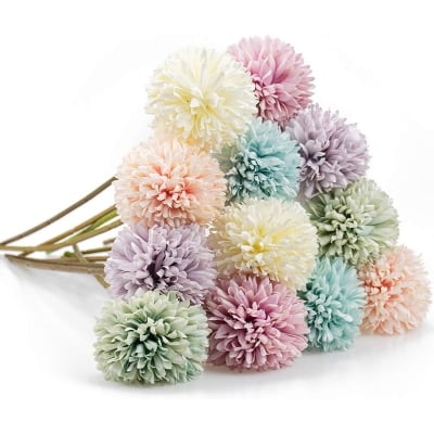 Picture of 6 Pcs Artificial Flowers Multicolor Silk Hydrangea Fake Flowers Bridal Wedding Bouquet for Home Office Party Wedding Decoration (Multicolor)