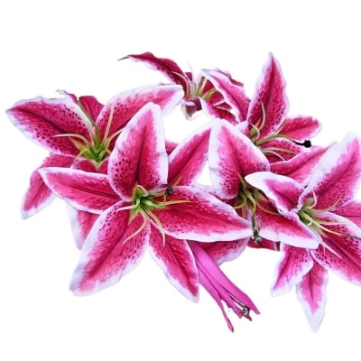 Picture of Bunch of Artificial Stargazer Lilies, Quality Faux Silk Lily Flowers (Multicolor)