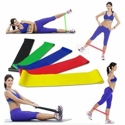 Picture of Exercise Resistance Belt 5 pcs Home Exercise Stretching Strength Training Physical Therapy Workout Bands Flexible Pilates (Multicolor)