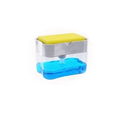 Picture of Soap Pump Sponge Caddy Holder Hand Press Dish Soap Dispenser with Washing Sponge Pump Soap Dispenser 2 In 1 Detergent Dispenser For Kitchen (Multicolor)