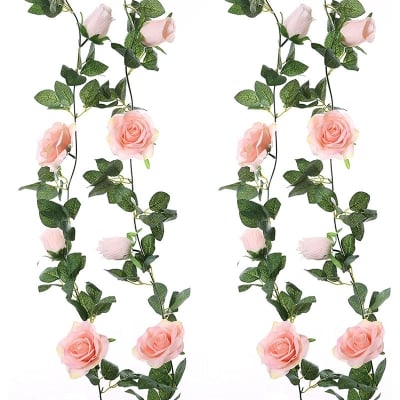 Picture of Arts Silk Artificial Rose Garland for Hanging Home, Wedding, Party, Garden, Hotel, Office, Art Decoration (Pink)