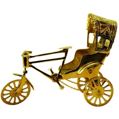 Picture of Rickshaw Metal Showpieces Rickshaw For Office & Home Decorations - 8 inches (Gold) 