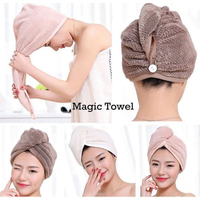 Picture of Instant Dry Hair Towel Ultra Water Absorbent Twist Hair Turban Drying Cap Hair Wrap 1pcs (Multicolor,One size fits all)