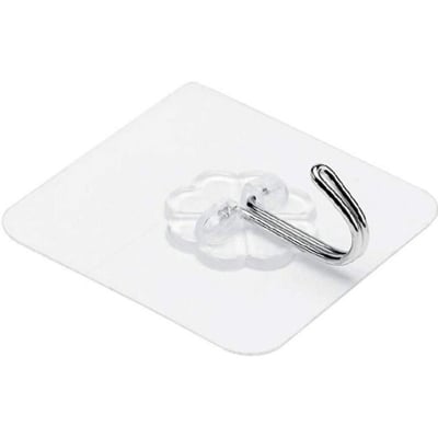 Picture of 1/5/10 Pcs Adhesive Hooks Hanger Removal Sticky Hooks Wall Hooks Waterproof Self Adhesive Hooks Clear Heavy Duty Sticky (Clear 1Pcs)