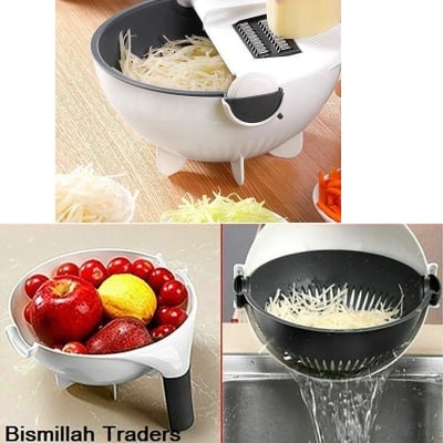 Picture of 9 in 1 Magic Slicer Rotate Vegetable Cutter with Drain Basket (Multicolor)